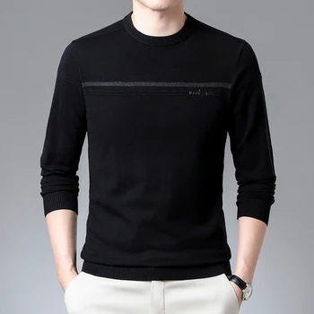 Новый осенний мужской свитер, модный однотонный теплый пуловер, деловой повседневный свитер с вырезом в виде сердца, мужская одежда