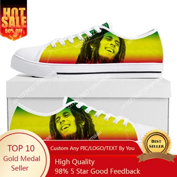 Bob Marley Reggae Rasta Низкие высококачественные кроссовки мужские женские подростковые парусиновые кроссовки Singer Повседневная пара обуви На заказ