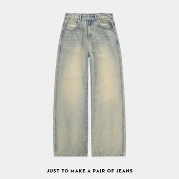 Брюки-карго в стиле хип-хоп, потертые негабаритные прямые джинсы с широкими штанинами, уличная одежда Y2k, винтажные мешковатые брюки для бега трусцой