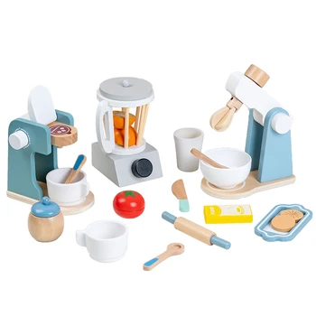 Деревянная кухонная игрушка для ролевых игр, имитирующая Деревянную кофеварку, тостер, миксер для приготовления пищи, обучающая для детей раннего возраста
