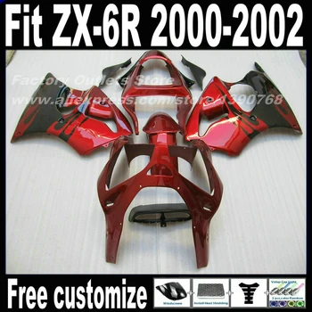 Горячая распродажа комплект обтекателей для Kawasaki ZX-6R Обтекатели 2000 2001 2002 красный черный комплект кузова Ninja 636 ZX-6R 00 01 02 FA95