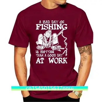 Новинка: Лучше неудачный день на рыбалке, чем удачный день на работе, футболка Funny Fisherman Tee
