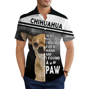 HX Модные мужские рубашки Чихуахуа Я нашел повседневную рубашку с 3D принтом 