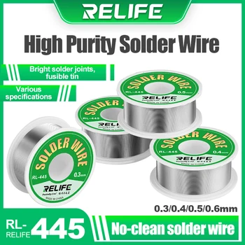 Паяльная проволока RELIFE RL-445 высокой чистоты для ремонта камеры мобильного телефона, компьютера, 0,3 0,4 0,5 0,6 мм, неочищенная сварочная линия